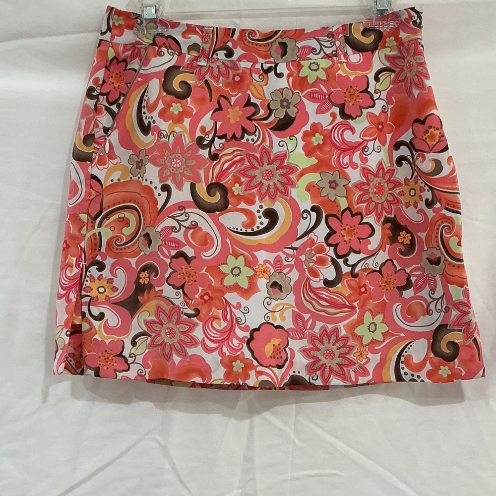 TEHAMA Coral Pink Floral Mini Skirt